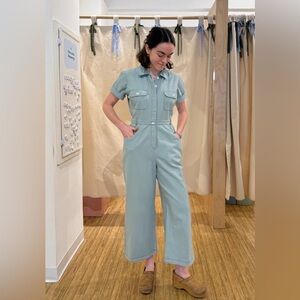 Harpersage Sage Utility Jumpsuit Sage Green Cotton XS Mechanic Overalls Pockets